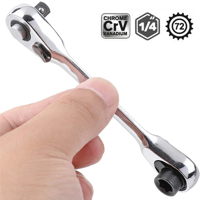Mini Double Headed Ratchet Wrench - 1/4 Inch Drive