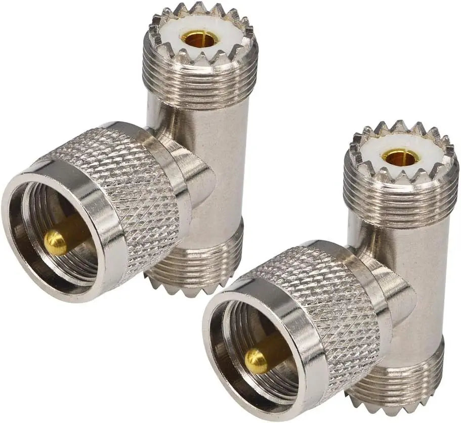UHF PL-259 Adapter Male Plug to Dual UHF Female SO239 Jack 3 Way UHF S