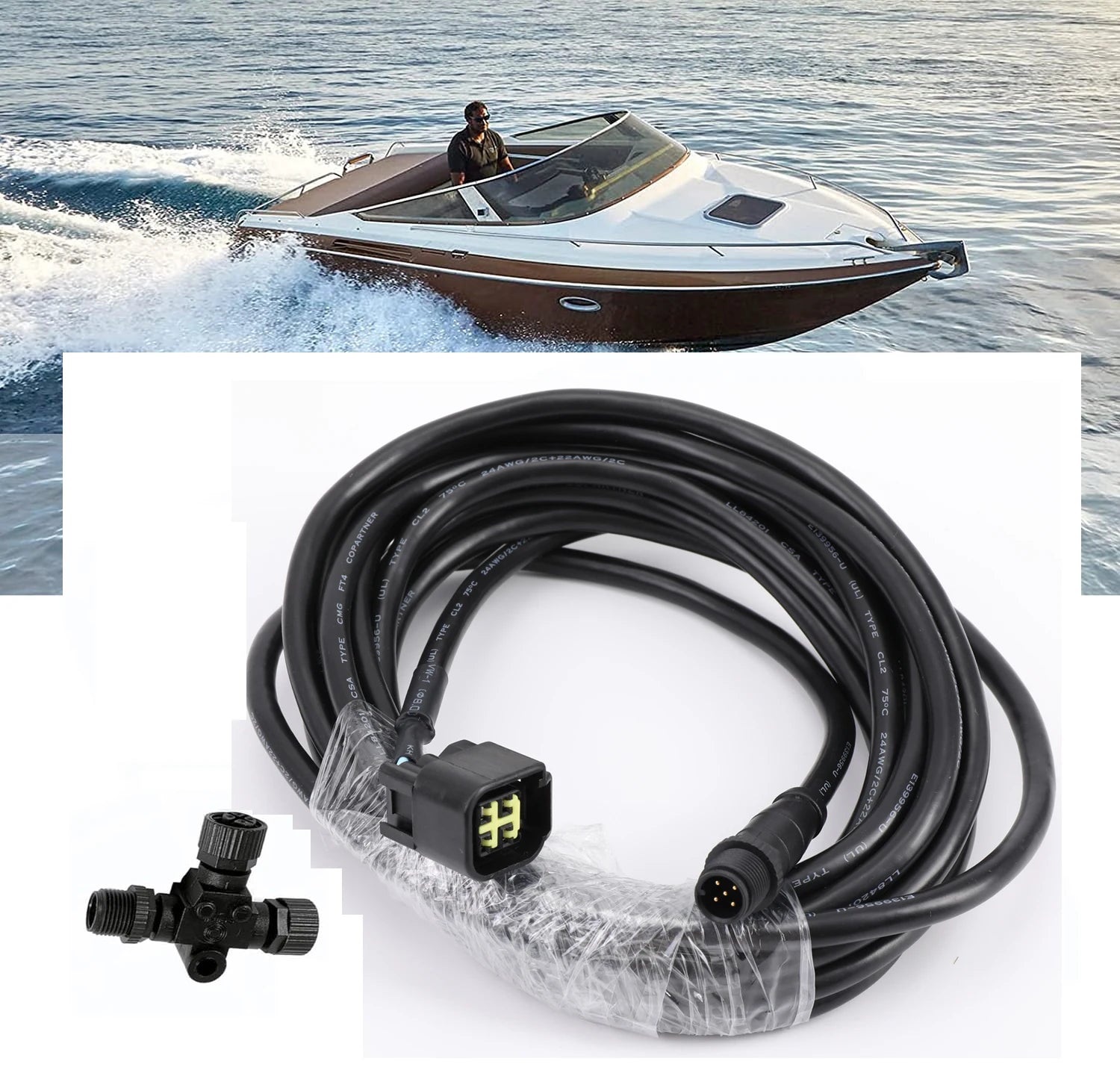 PLOSON Engine Interface Cable NMEA2000 Network Connection with T-Conne