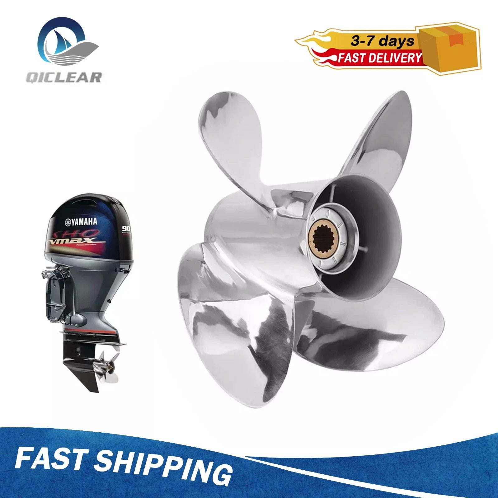 13 X 17 P Stainless Steel Fit Yamaha Boat Propeller 50-130hp 15 Tooth