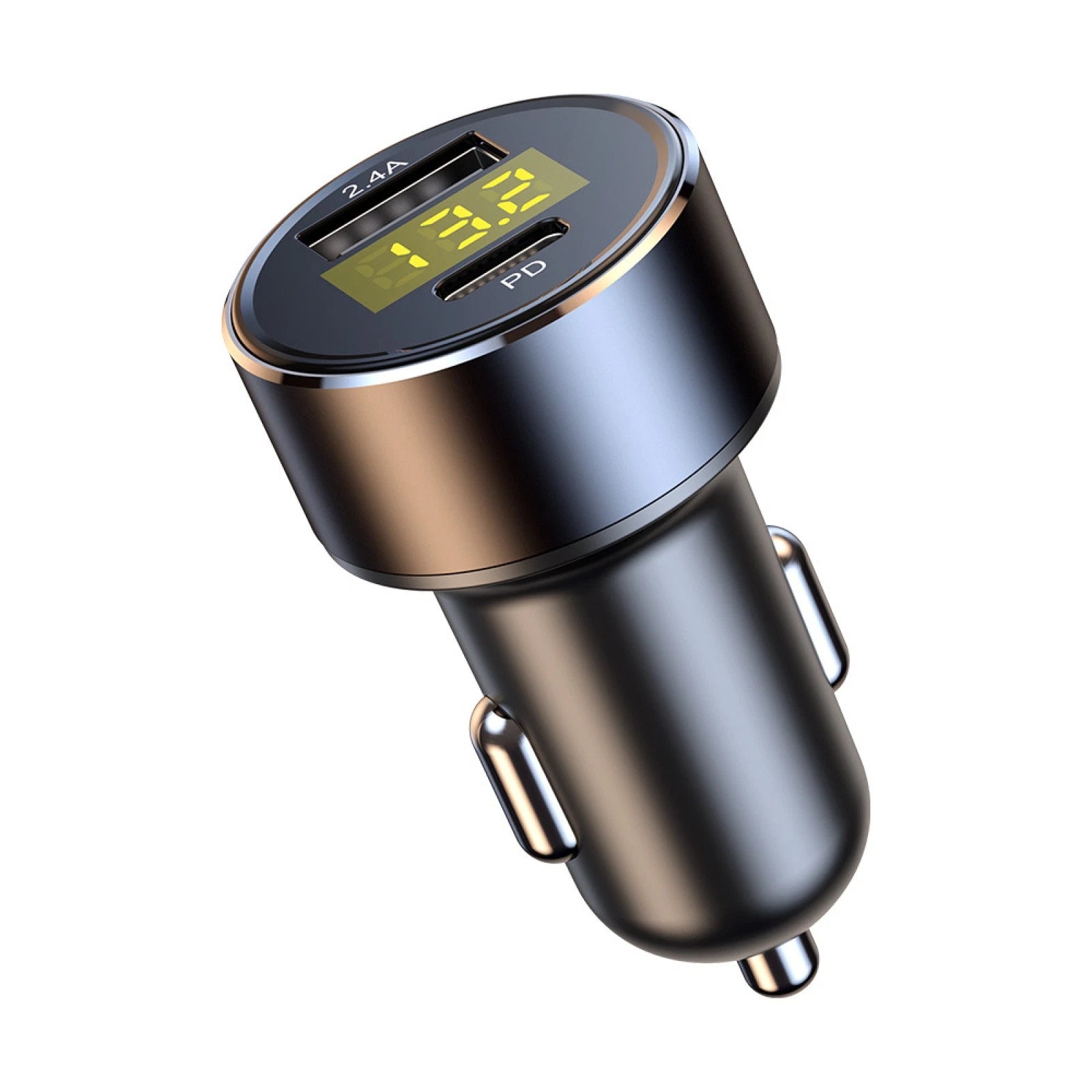 18W Lightweight Type-c+usb Led Digital Display Car Cigarette Charger