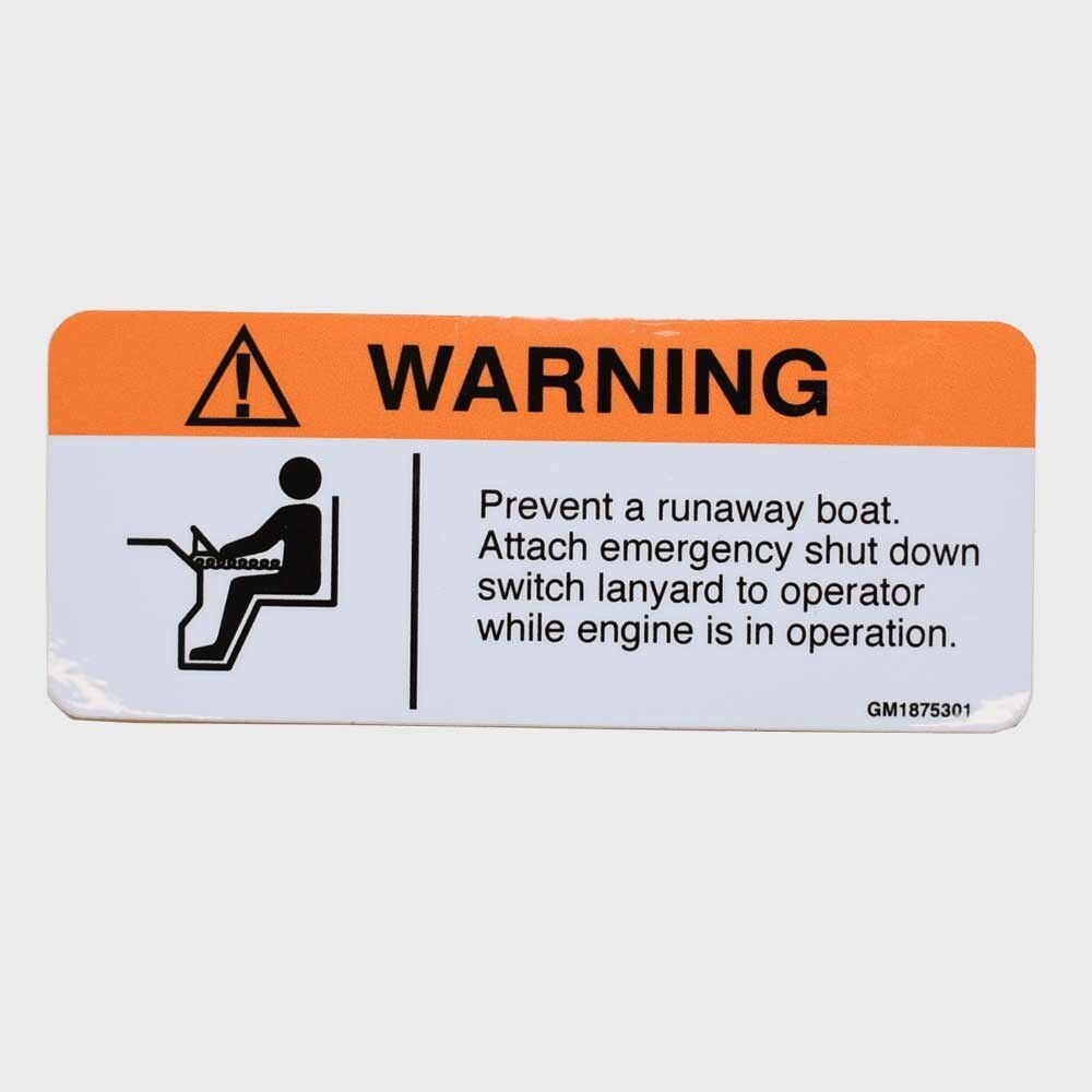 Boat Warning Decal GM1875301 Prevent Runaway