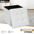 White Faux Leather Storage Ottoman