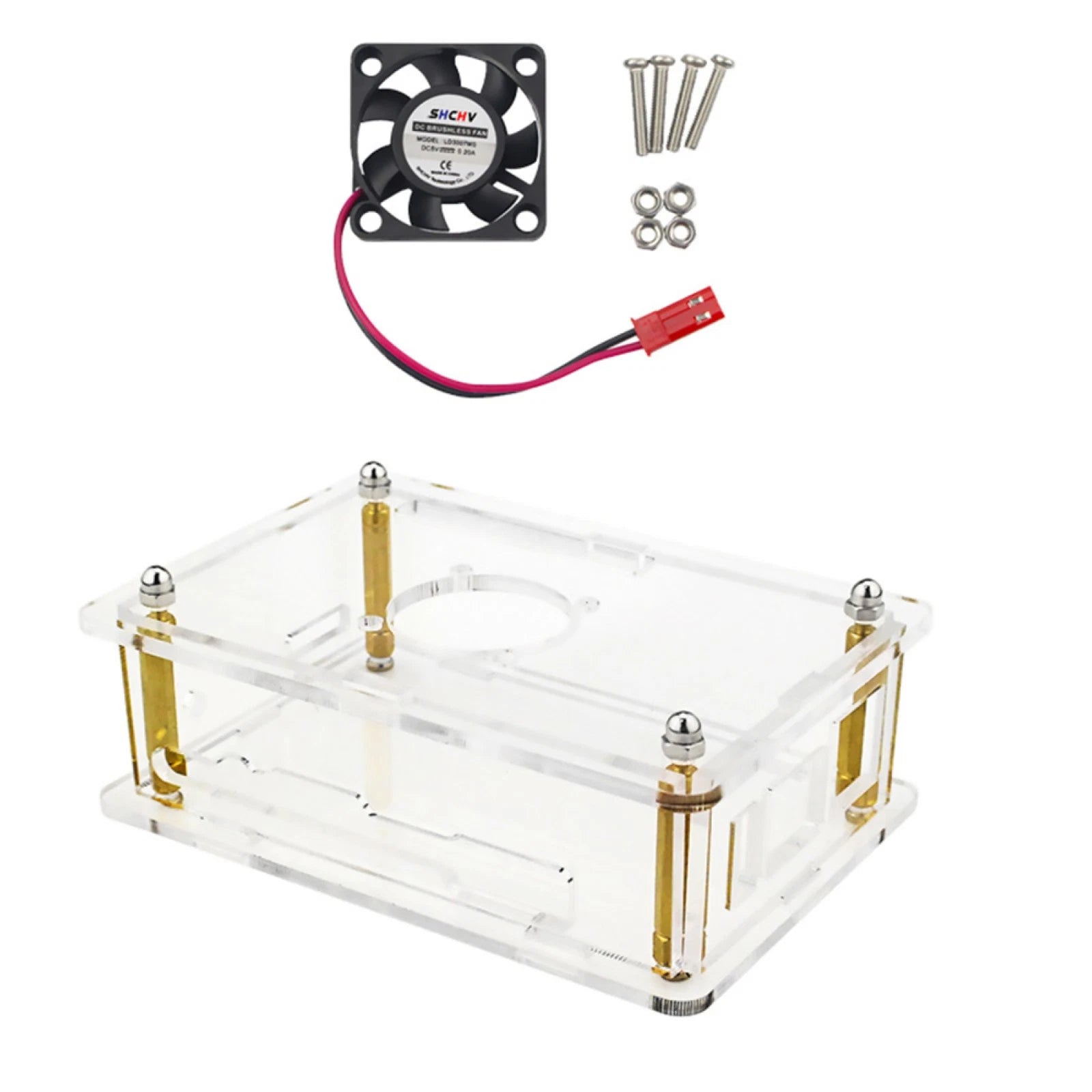 Acrylic Enclosure Box Protective Shell Cover With Cooling Fan For