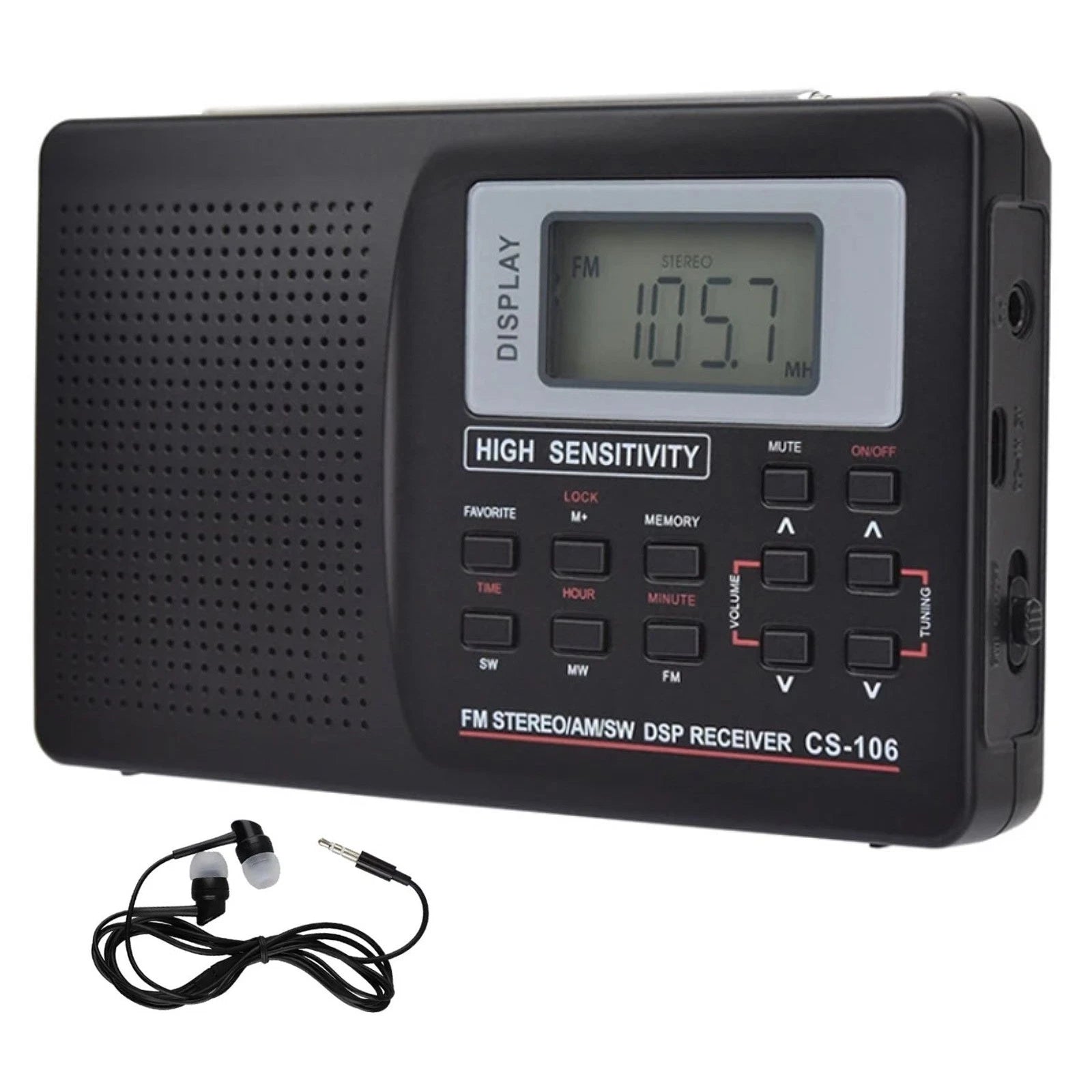 Black Digital Radio Lcd Display Fm/am/sw/mw Full Frequency Receiver