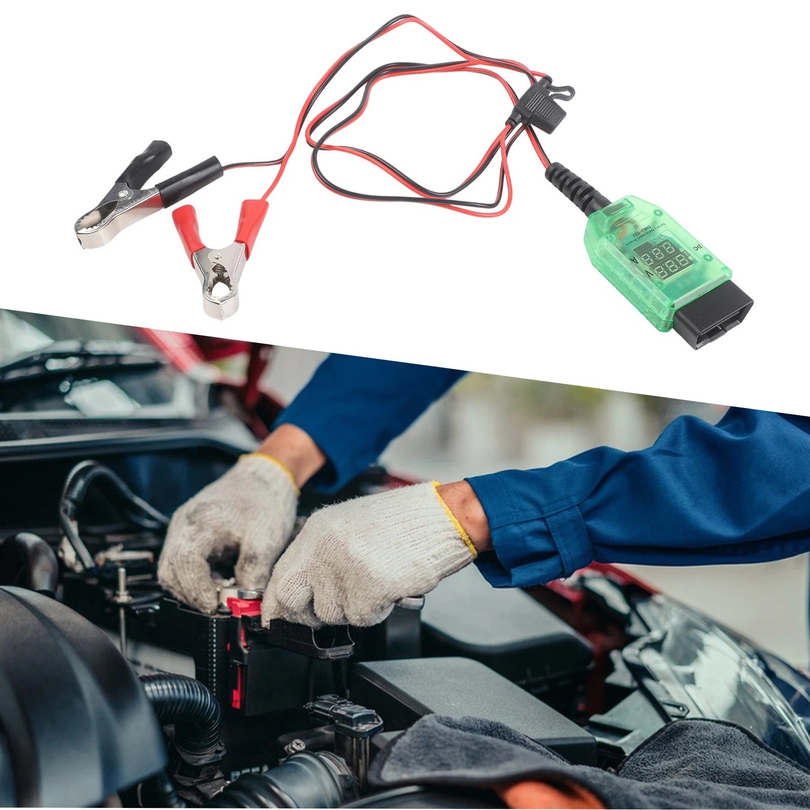 Car Power Cable Auto Obd Battery Memory Saver Clip With Digital