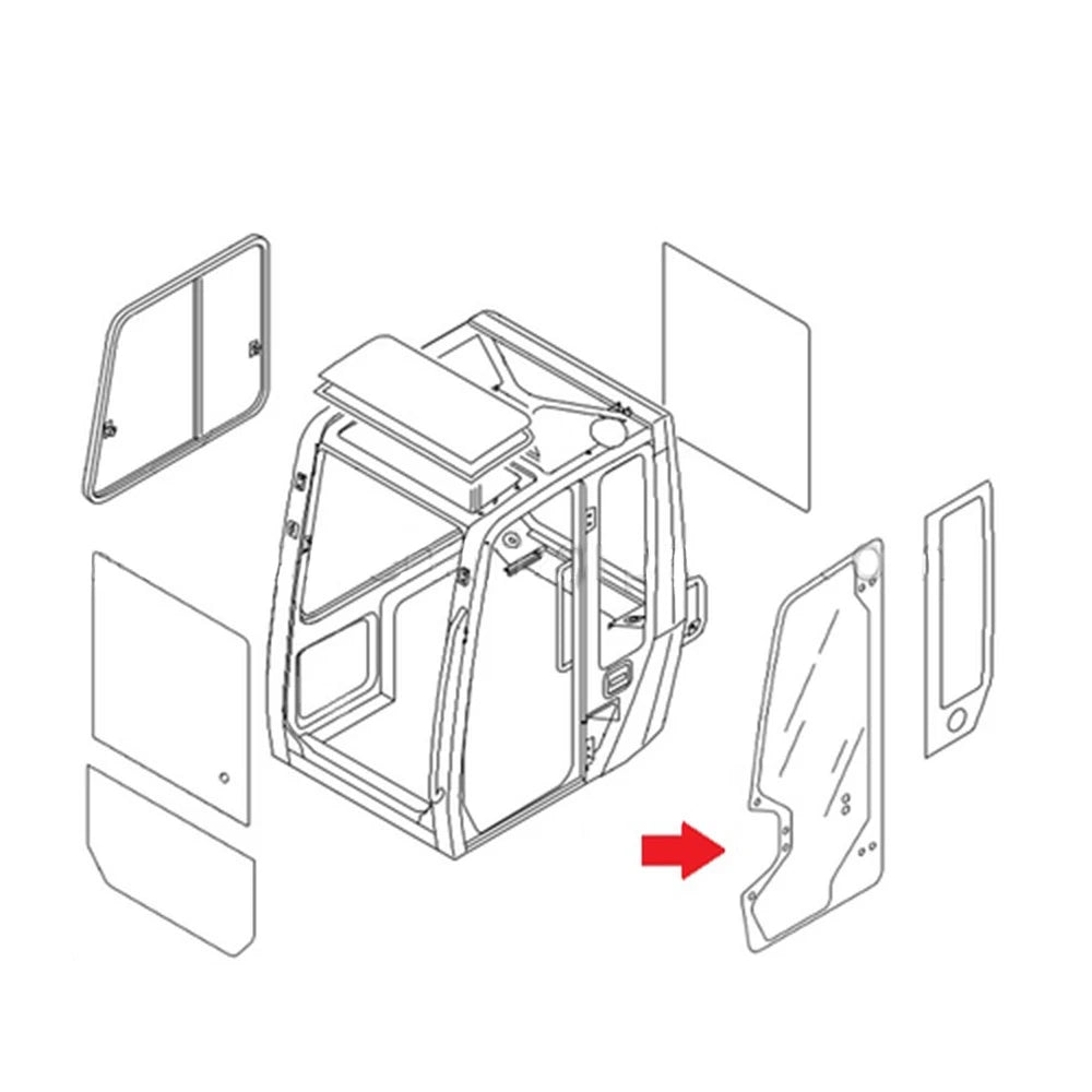 Cab Door Glass Fits Takeuchi Tb285 Tb290 Tb290-2 Tb295w Models