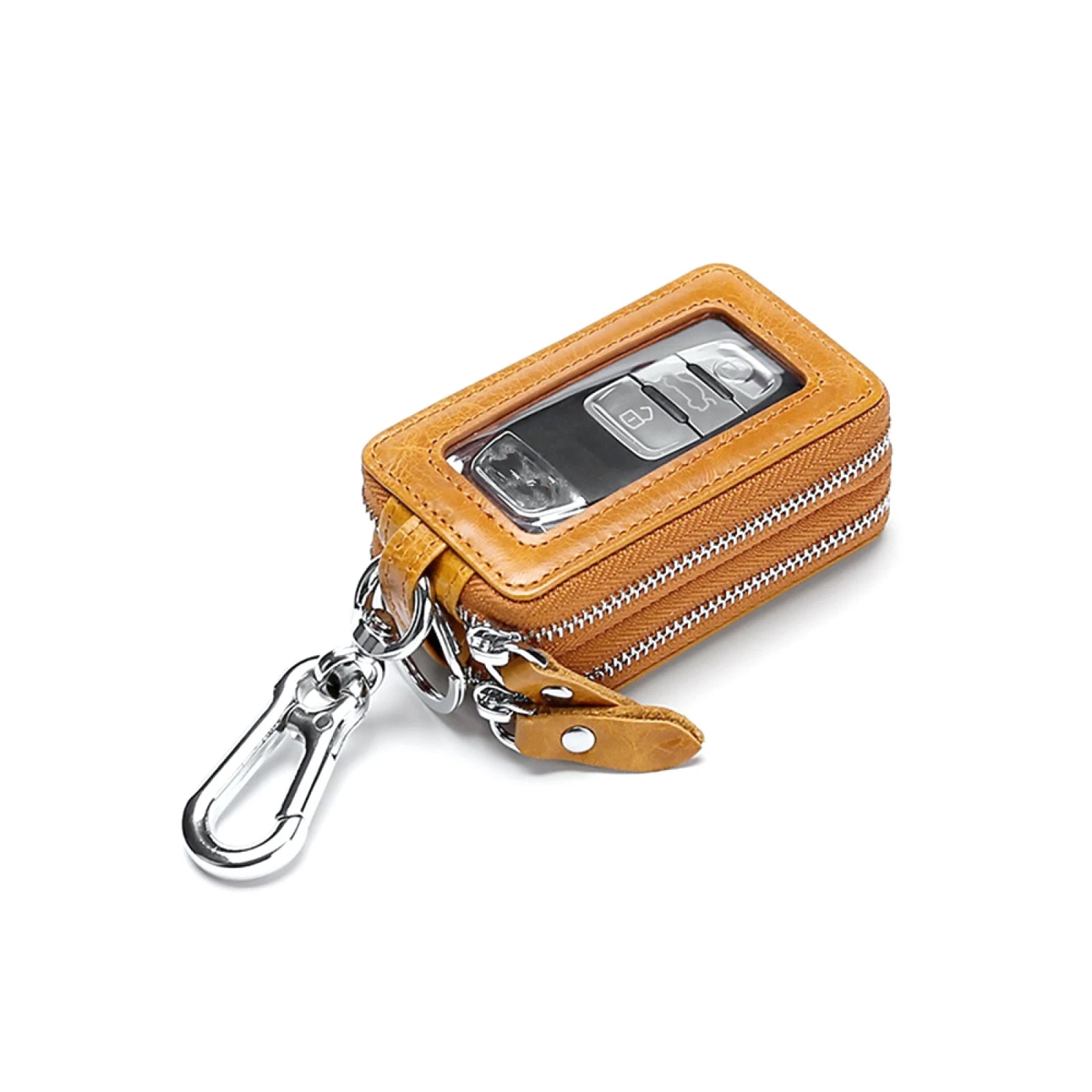 Genuine Leather Car Key Chain Holder Wallet Keychain Bag Double