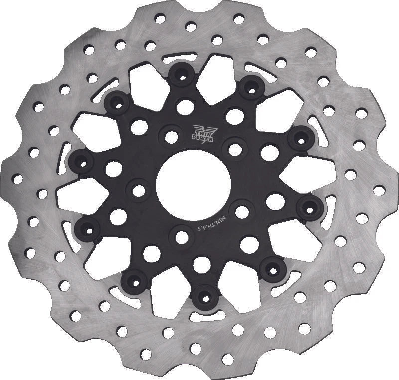 Twin Power 08-up Flh Flt Rear 11.8 Scalloped Floating Rotor Black Mesh