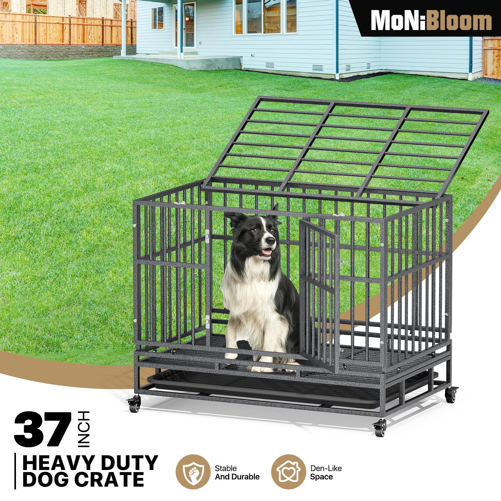 Folding Dog Crate with Open Top & Tray