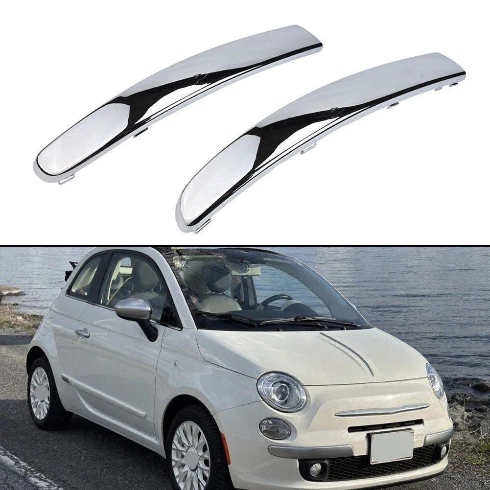 Front Bumper Trim Cover Lower Moulding Chrome Silver For Fiat 500