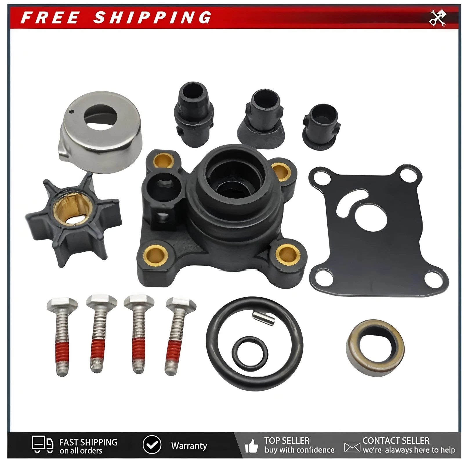 Water Pump Impeller Kit For Johnson Evinrude 8 9.9 15 Hp 1974-2007