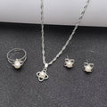 Minimalist Pearl Jewelry Set with Four-leaf Clover
