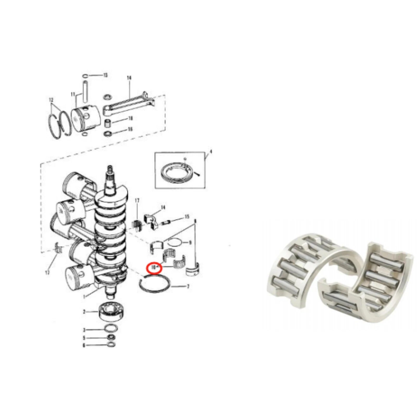 Connecting Rod Bearing for OMC BRP 18-1378 (40-60HP) Models 1990-2000