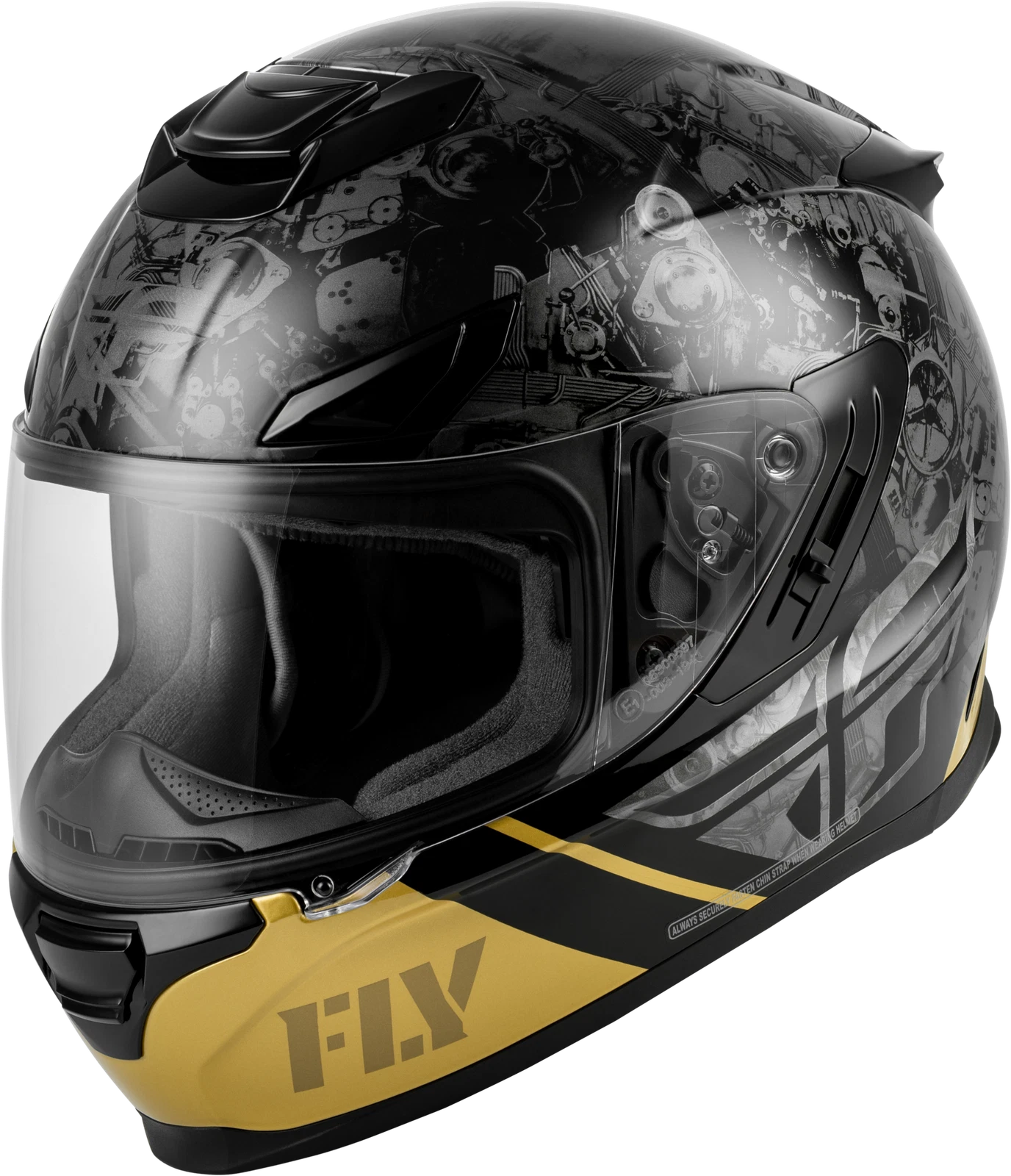 Fly Racing Sentinel Mech Helmet X-small Black/grey/gol<wbr/>d For