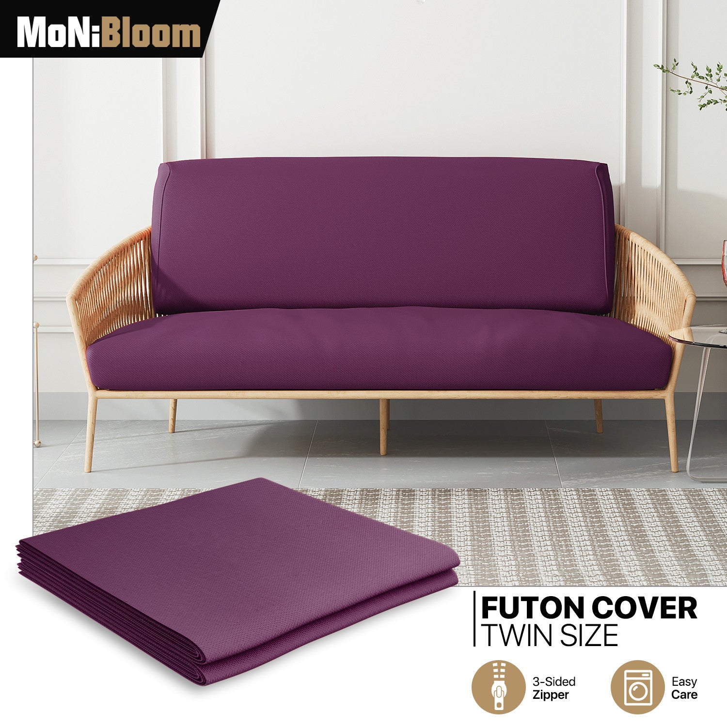 Twin Size Solid Color Futon Cover Protector