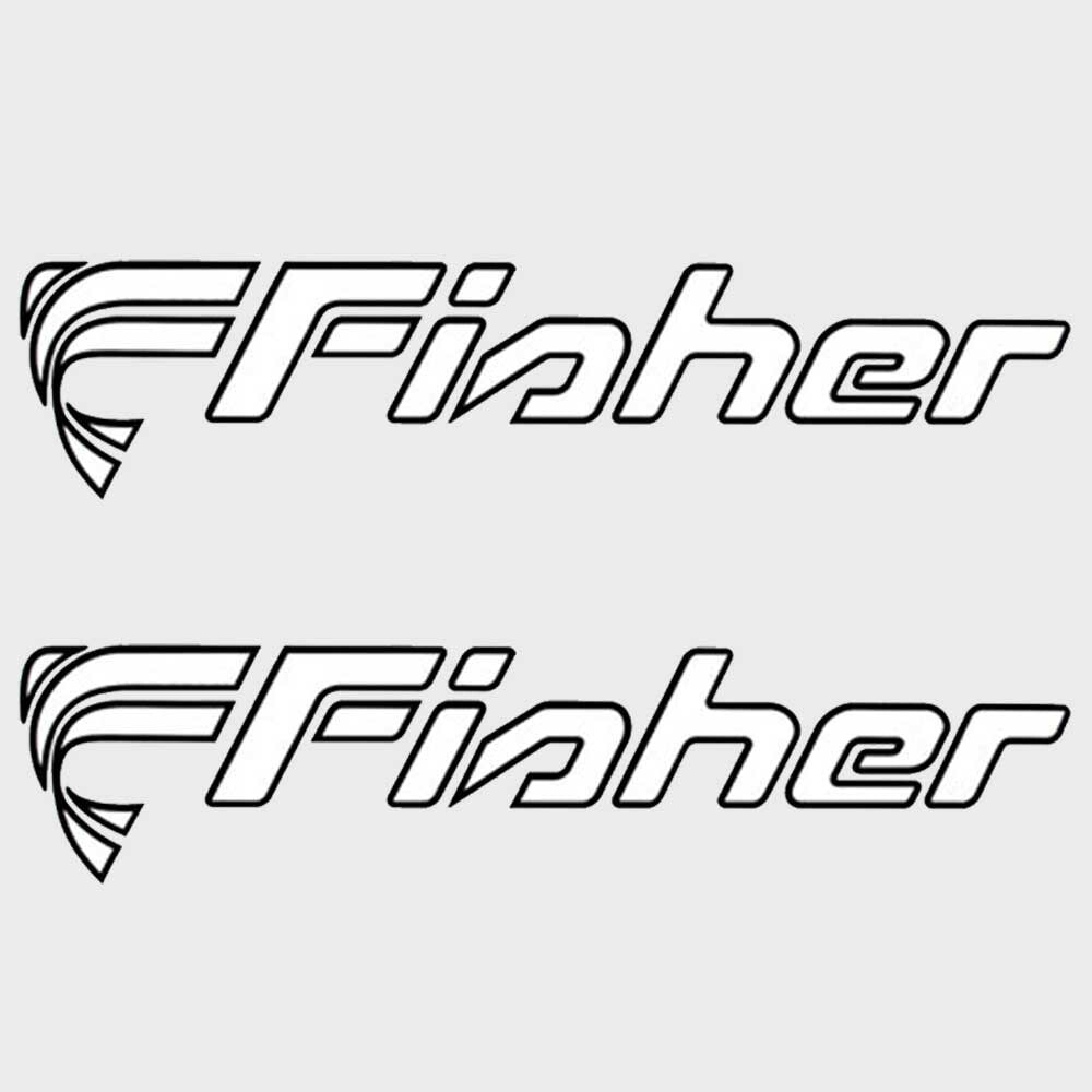 Fisher Boat Brand Decals Black / White Stickers Pair by Fisher