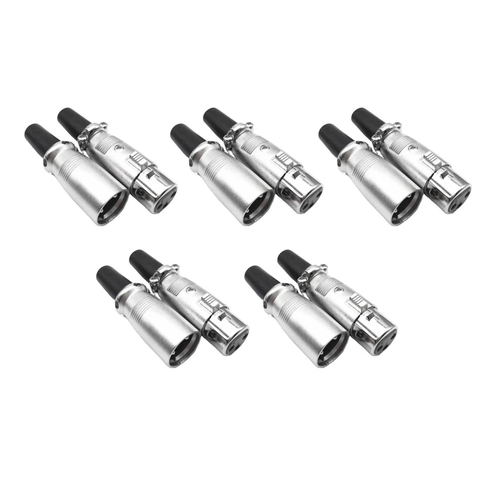 5pair Metal Xlr 3-pin Female Male Audio Mic Microphone Adapter Cable