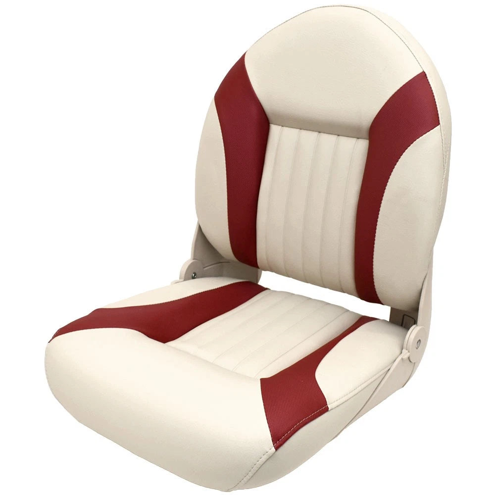 Tempress Boat Folding Fishing Seat 54520 | G3 High Back White Red