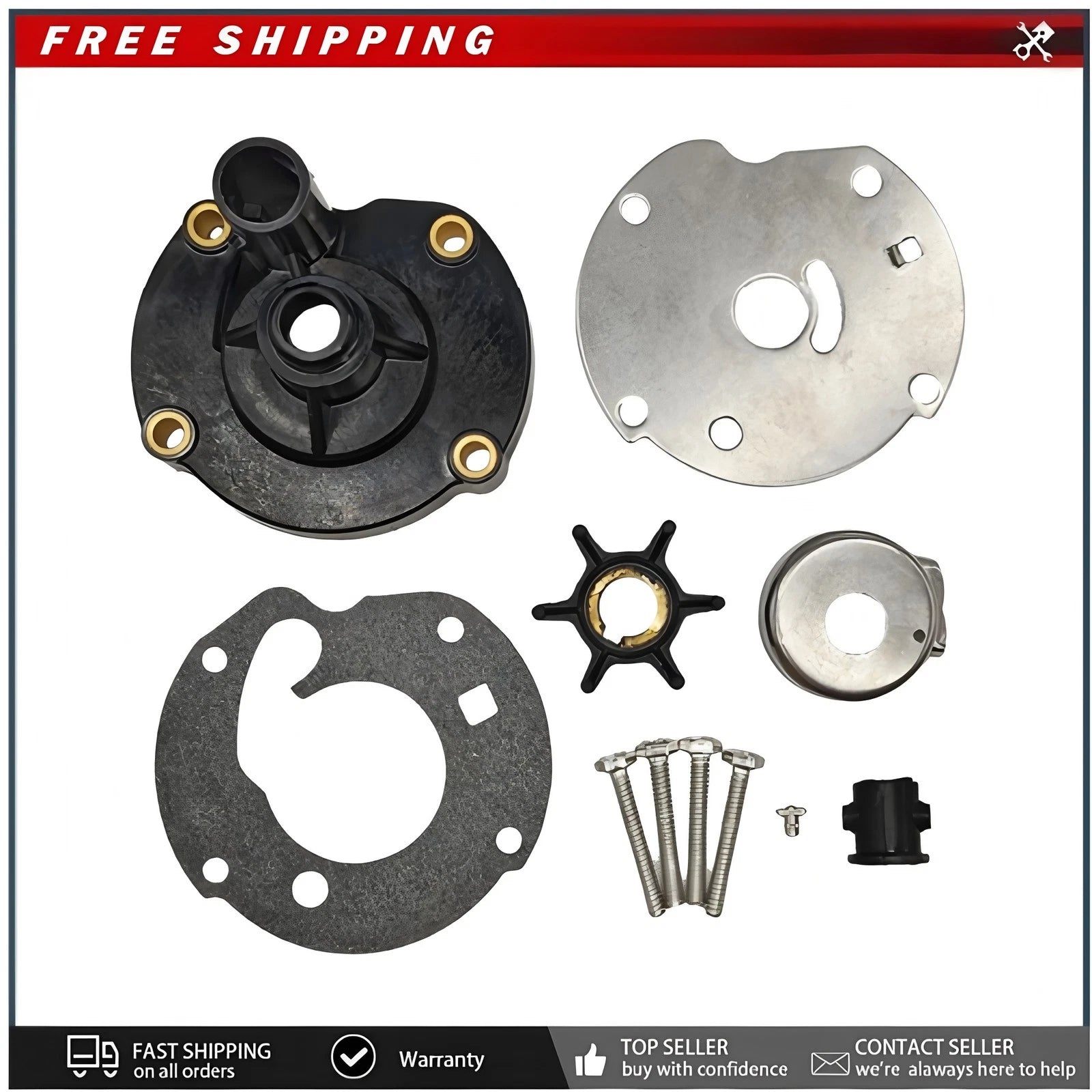 For Evinrude Johnson 6hp 1965 Thru 1979 Water Pump Impeller Kit