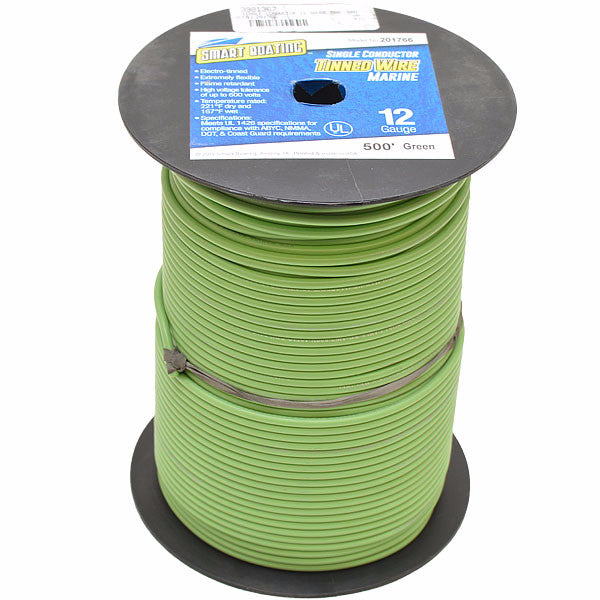 Smart Boating Wire 500 Foot 12 AWG Green Tinned Copper by Smart Boating