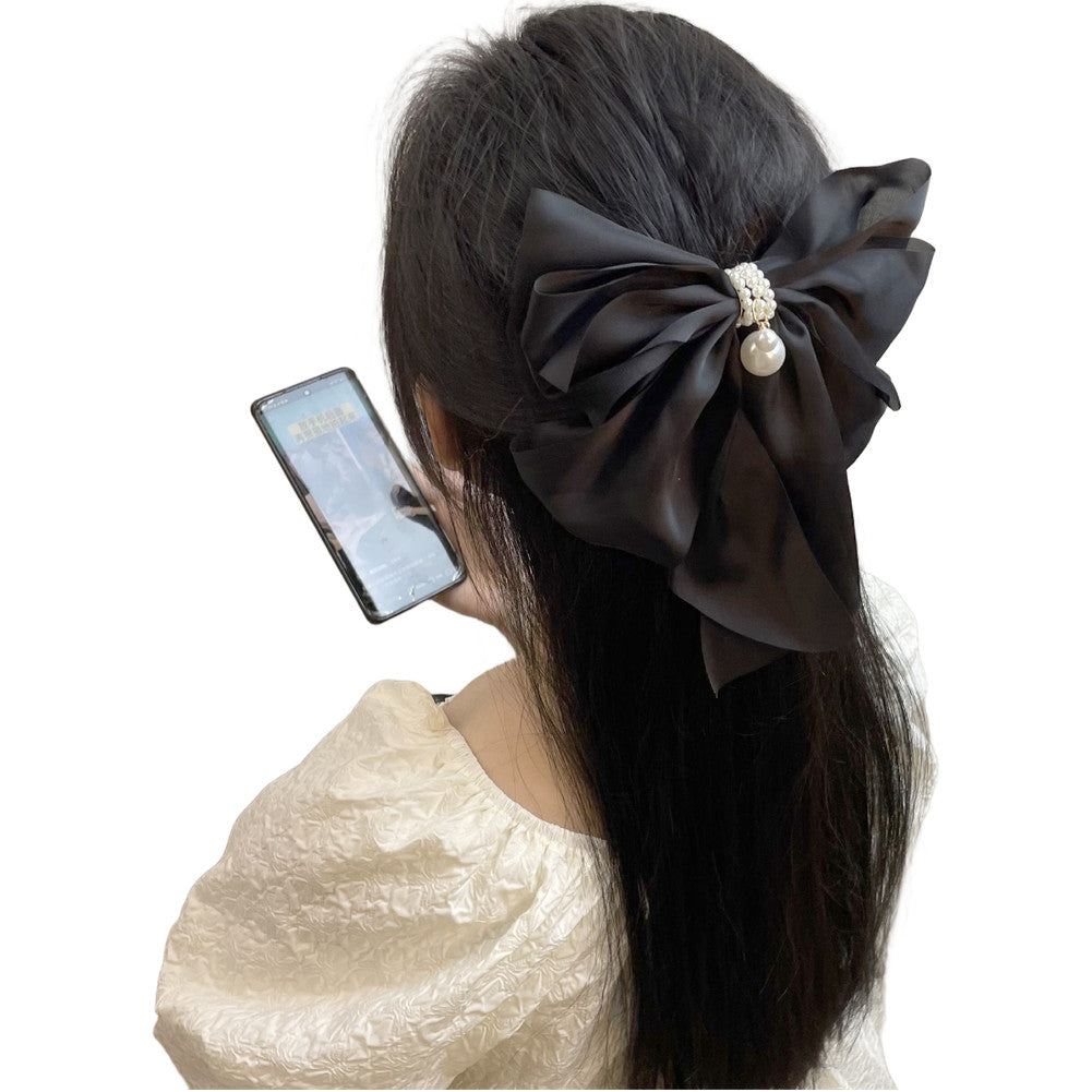 For Wedding For Party Korean Hair Clip Pearl Bow Spring Mech