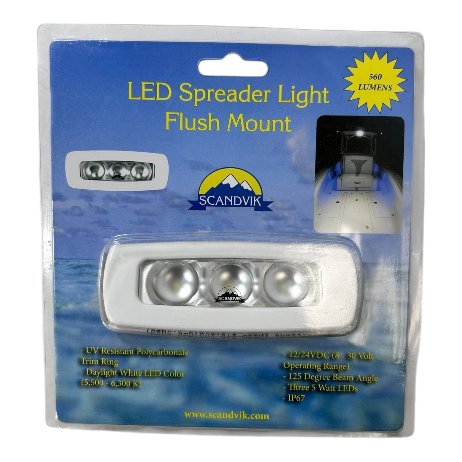 Scandvik 41450p, Marine Flush Mount Led Spreader Light 12/24V 560