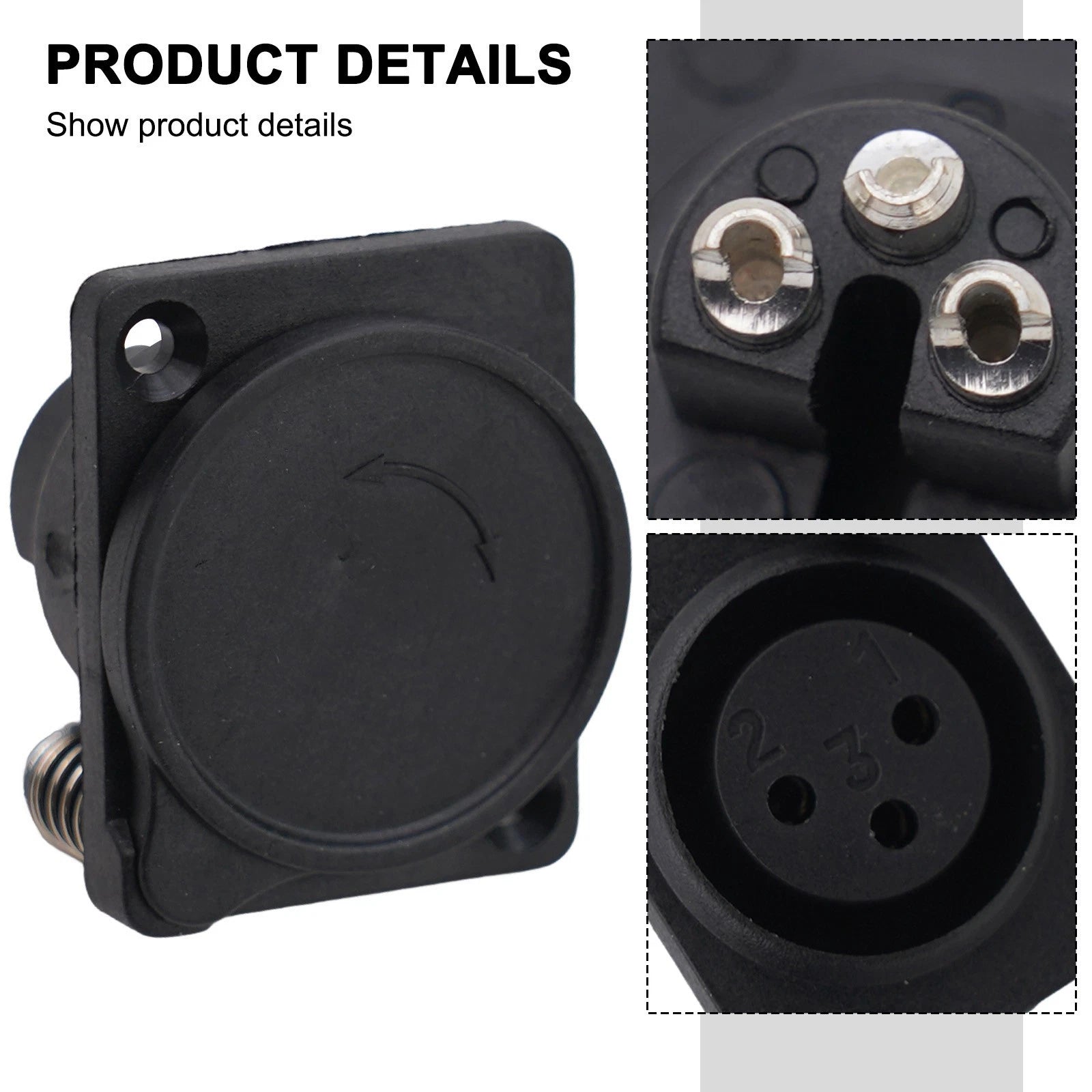 Xlr 3-pin Socket Charging Port/socket Black For | Hook & Hull Co