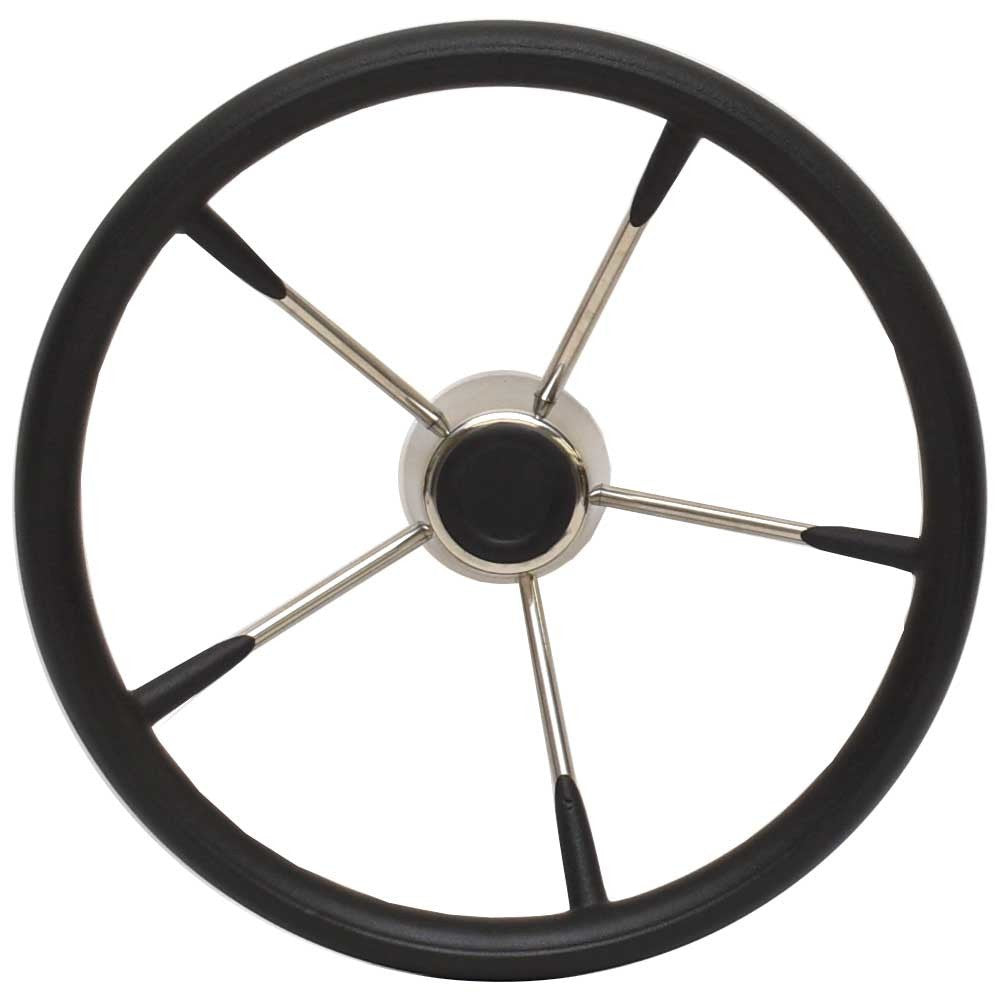 Boat Destroyer Steering Wheel 15 1/2 Inch Stainless Black