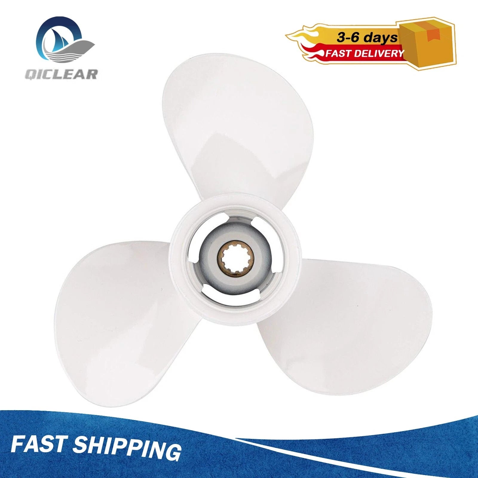 9 7/8 X 10 1/2 Outboard Prop 10 Spline Fit Yamaha 25-30hp