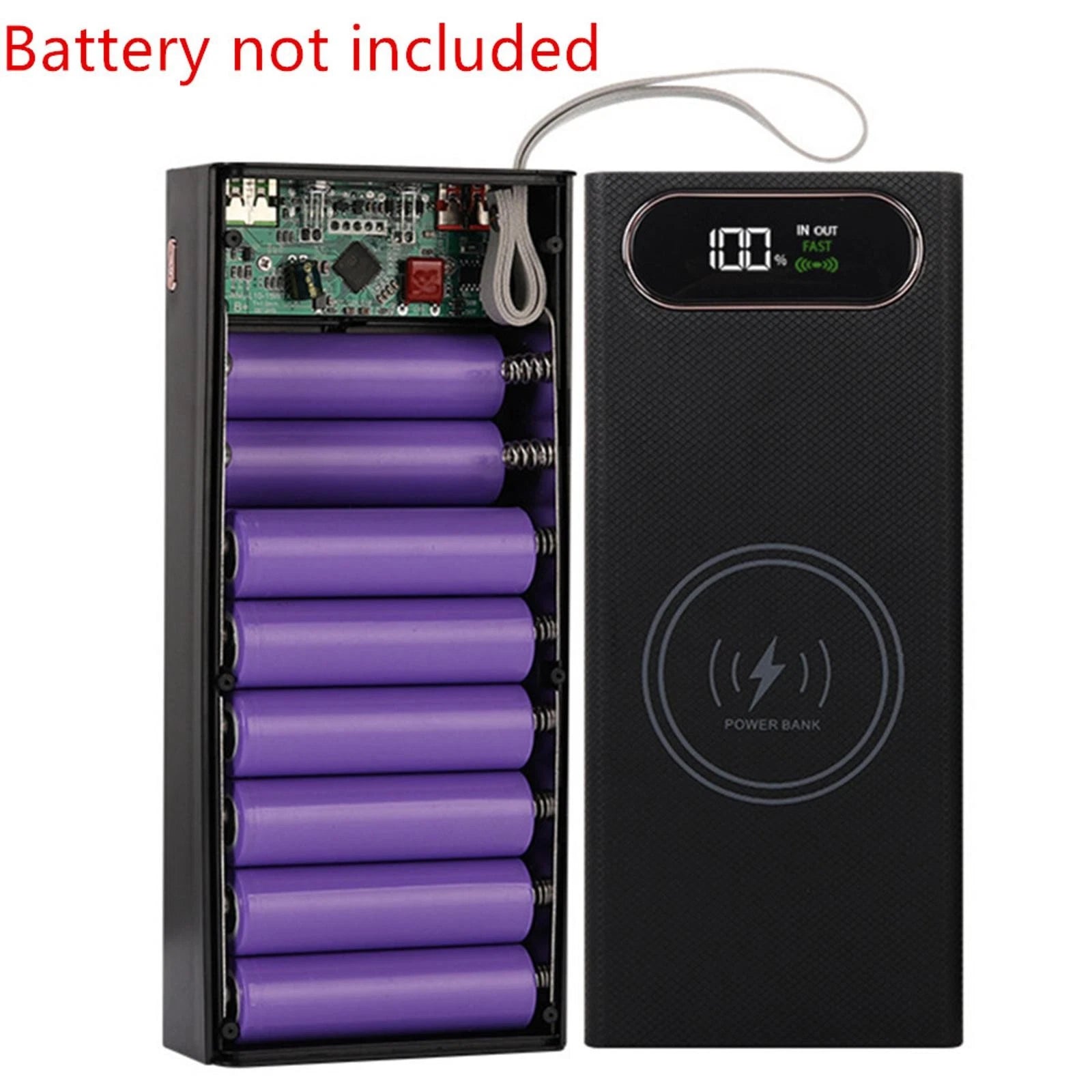 16-slot 18650 Wireless Free Charge Power Bank Case Shell Box Diy Fast