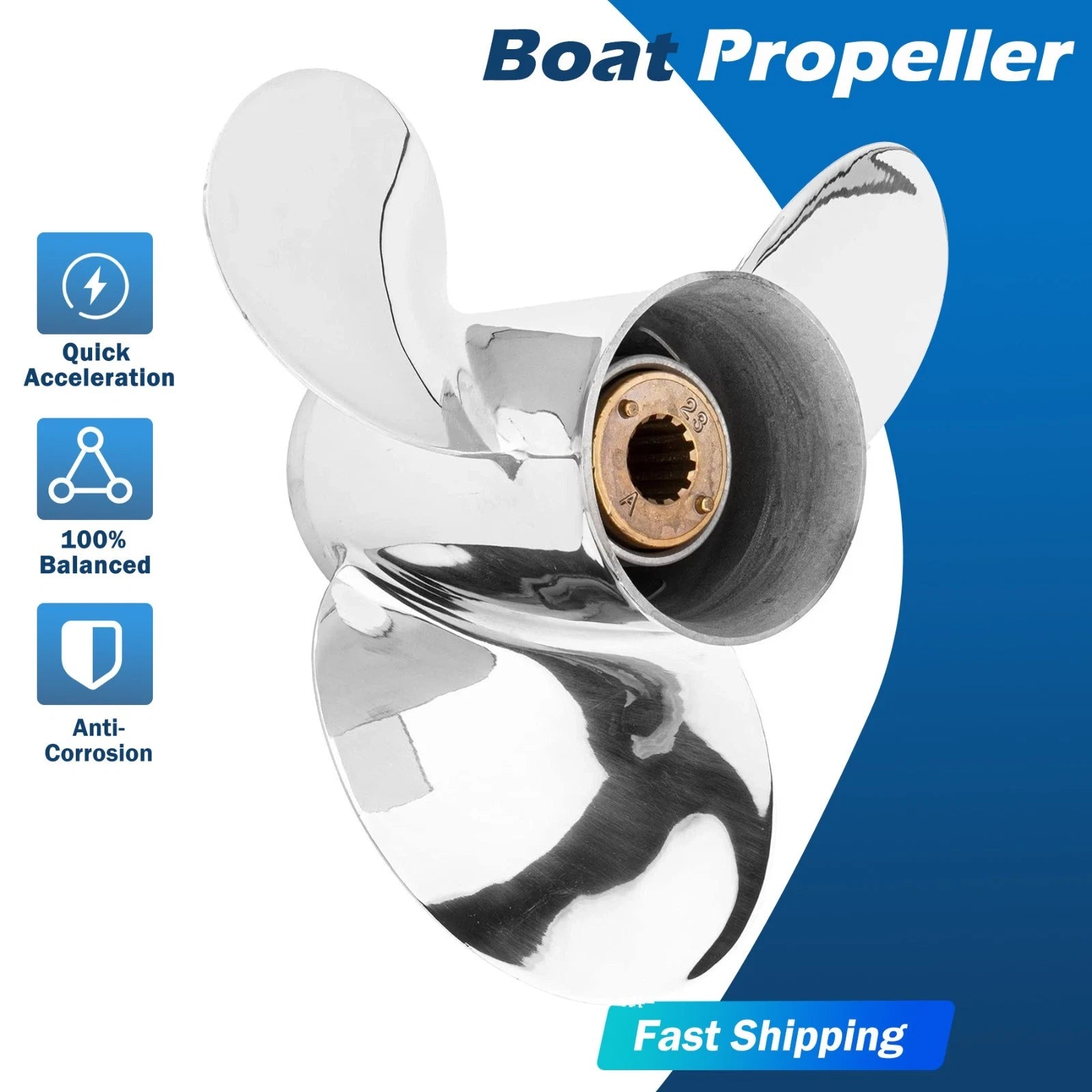 11 1/8 X 13 Stainless Steel Propeller For Mercury Engines 25-70hp 13