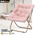 Pink 27.5" Foldable Soft Faux Fur Saucer Chair Home Met