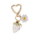 Red Strawberry Heart Keychain Pendant