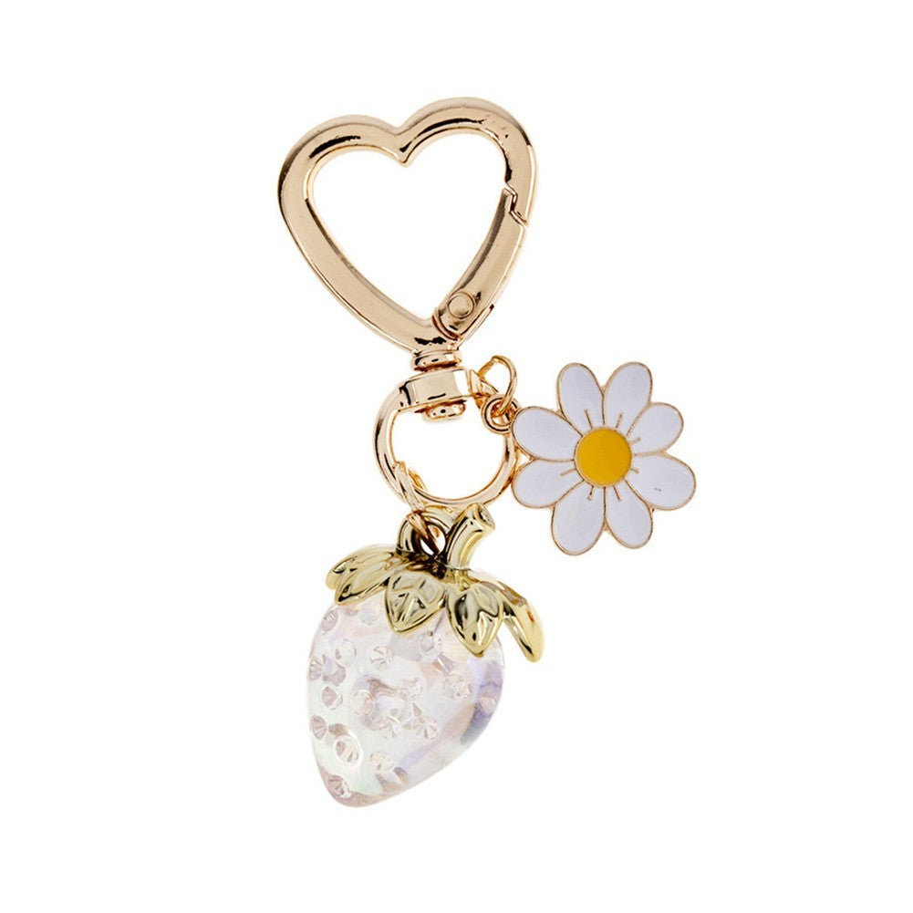 Red Strawberry Heart Keychain Pendant