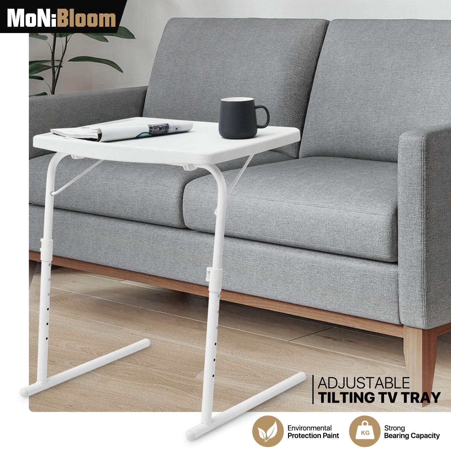 Adjustable Height Folding TV Tray Table