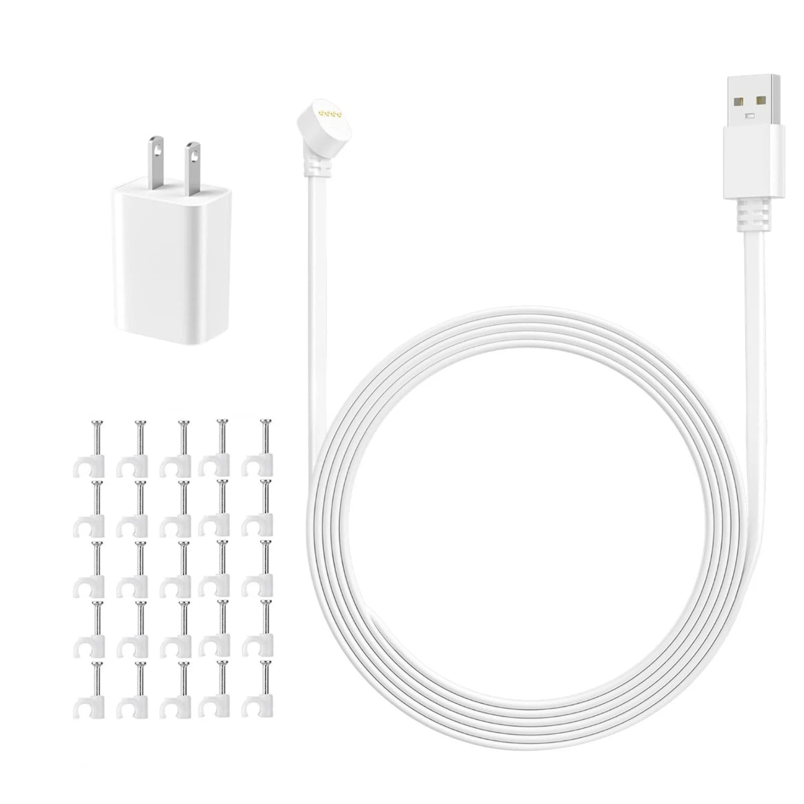 Power Adapter Wire For Google Nest Cam Battery 17ft With Cable Clips