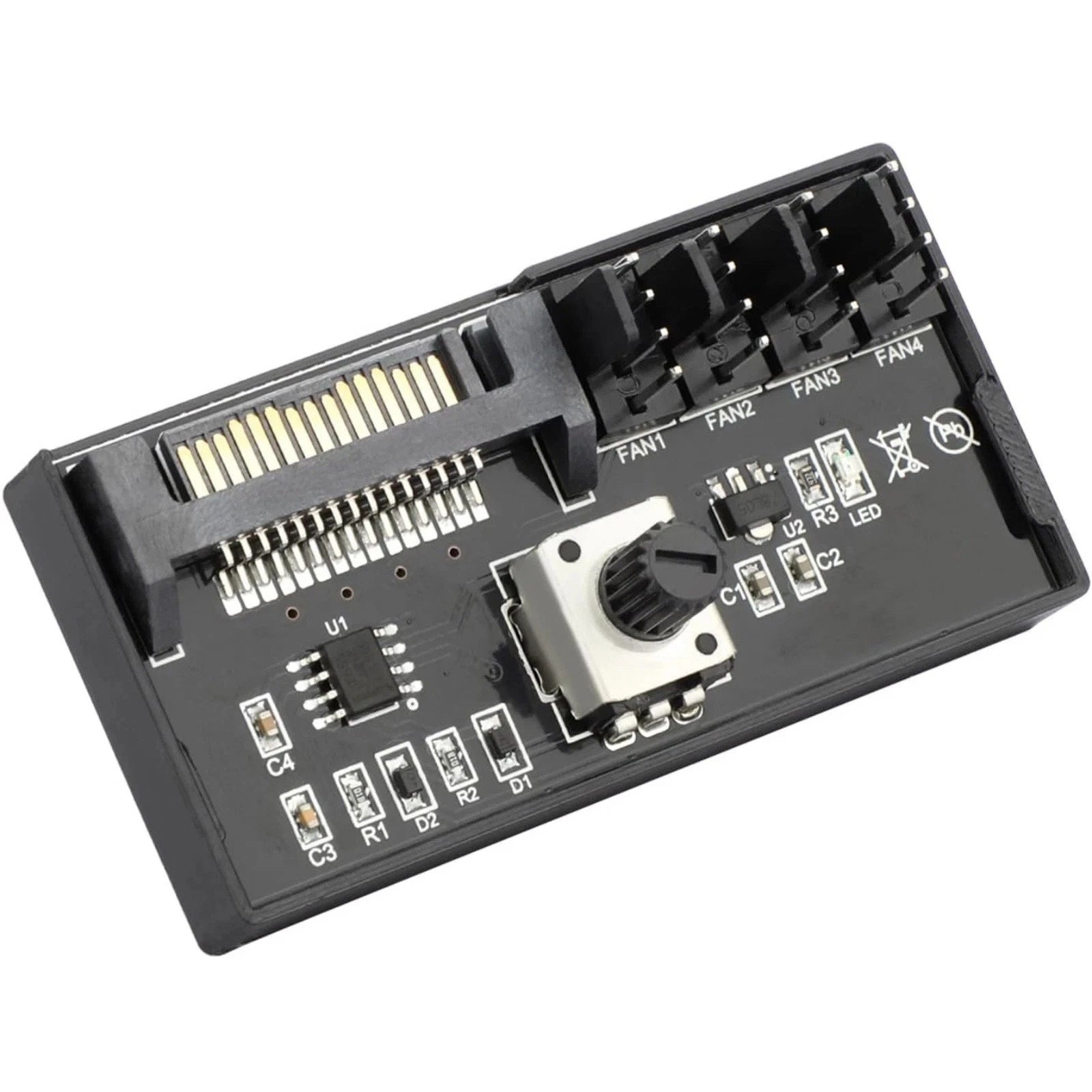 Pc Cooling System Fan Controller Hub 4 Pin Pwm Sata Powered 12V 60W