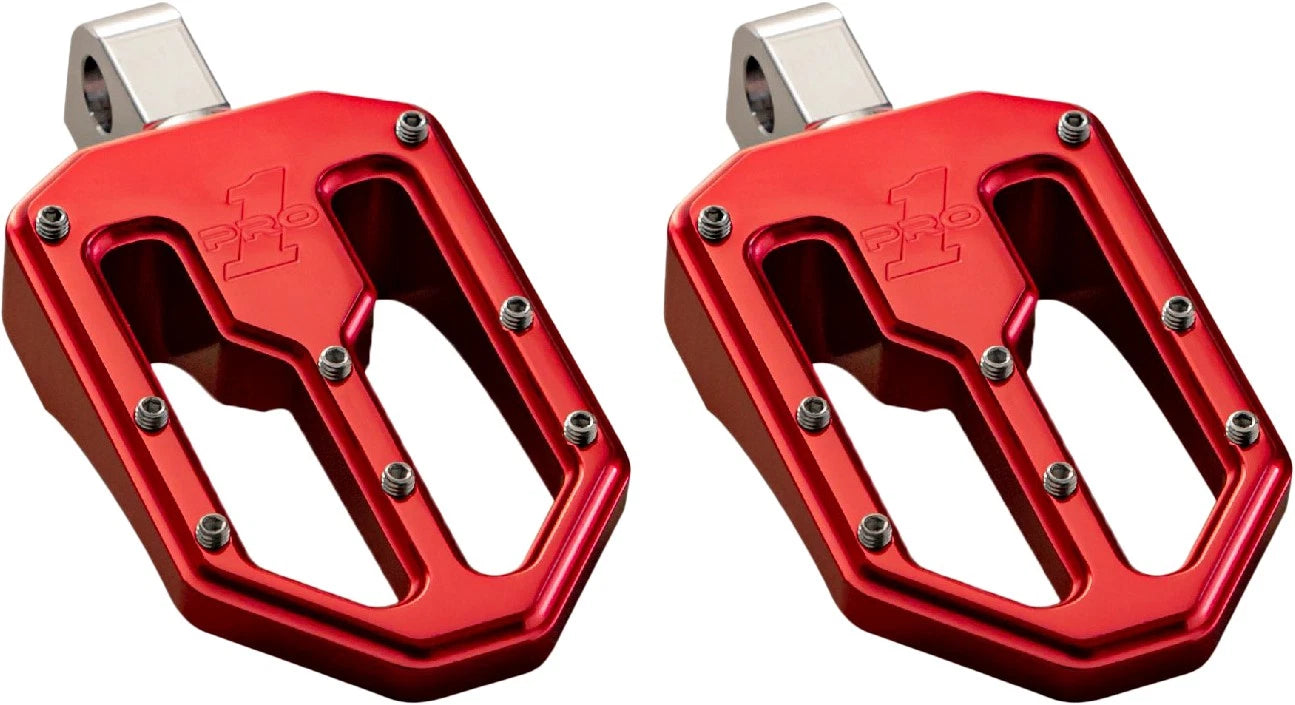 Pro One Pro Peg Moto V1 Foot Pegs For Harley V-twin 2000-2024, Red