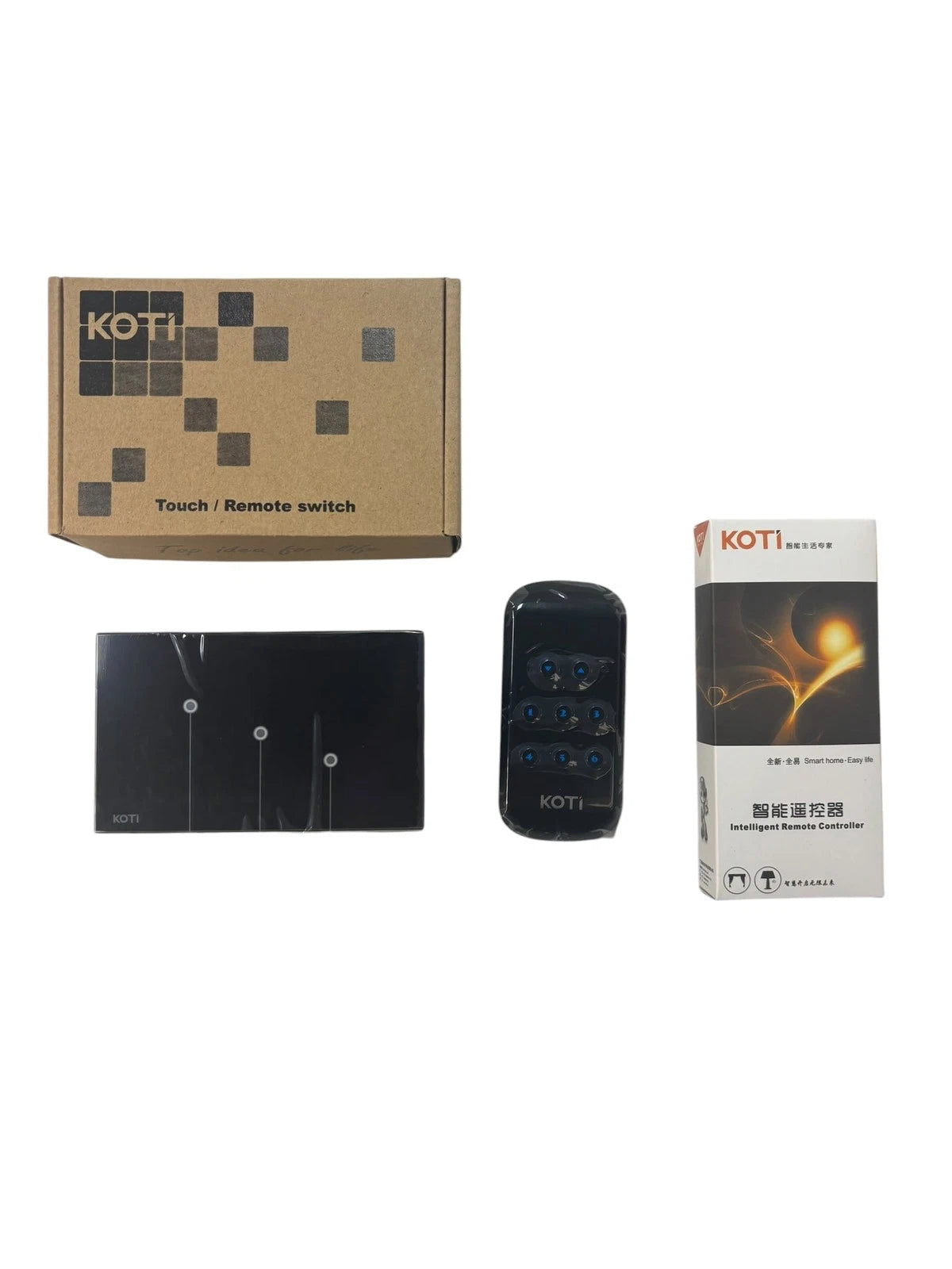 Koti 3 Gang Black Light Switch (240V 50-60-hz) With Remote Controller