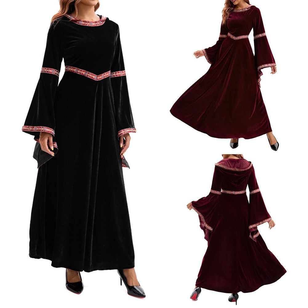 Medieval Hooded Dress Casual Holiday Outfit