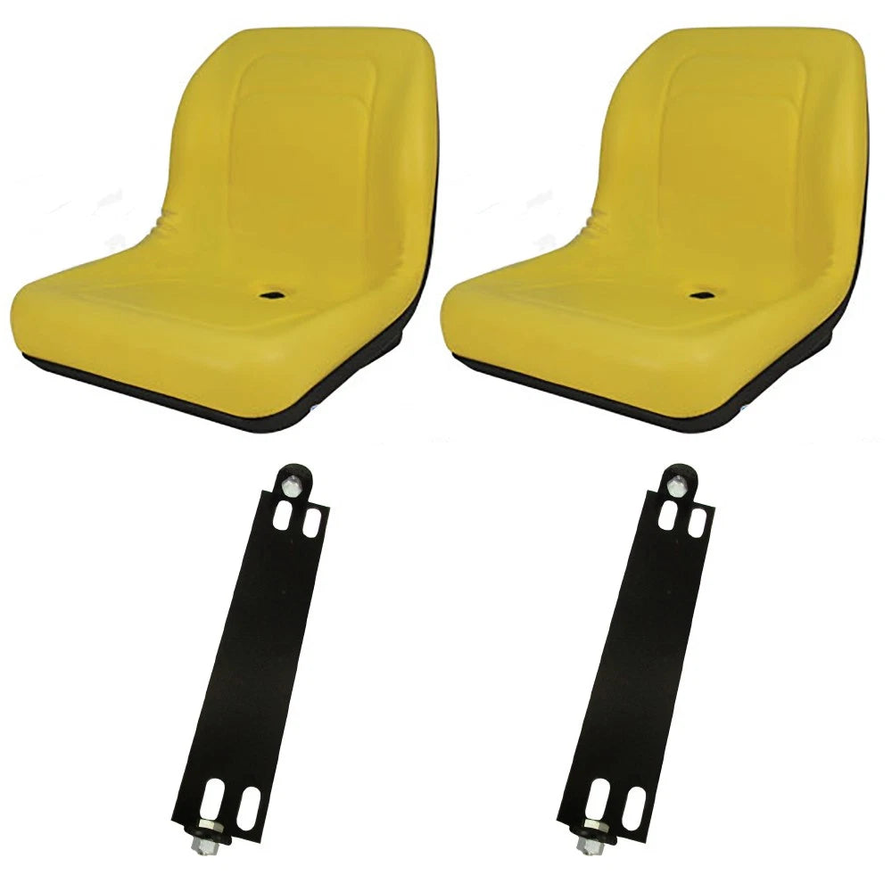 2 Yellow High Back Seat W/ Pivot Rod Bracket Fits John Deere Fits