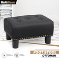15" Black Leather Ottoman Bench