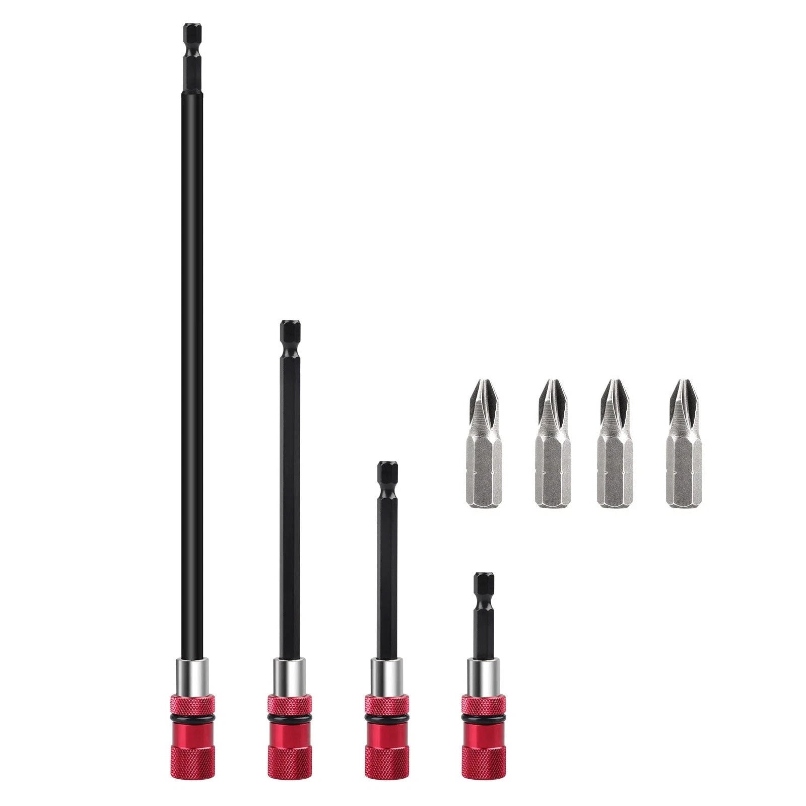 Steel Magnetic Bit Holder Extension Set 1/4" Hex For Electric
