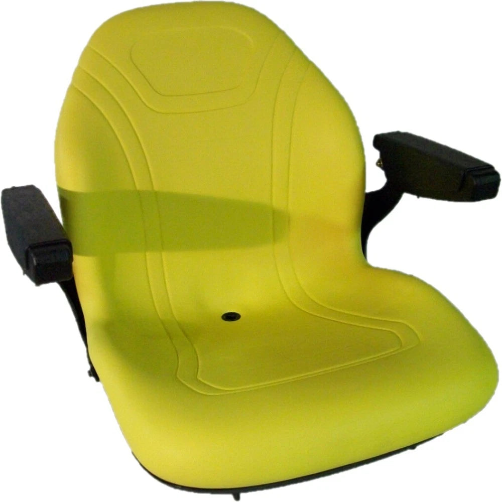 High Back Yellow Seat W Drainhole & Folding Armrests Fits John Deere