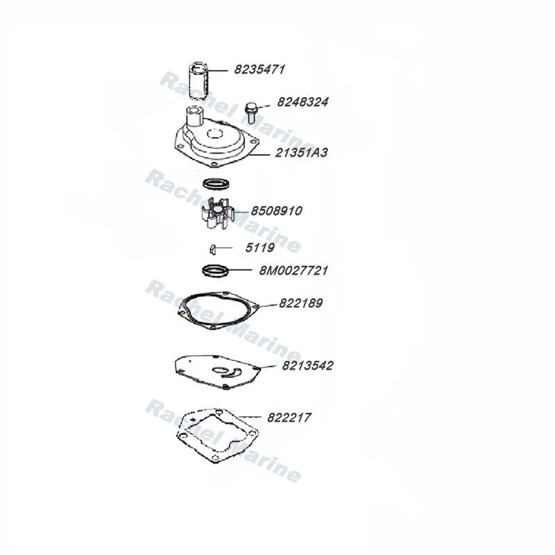 Outboard Water Pump Impeller Kit for Mercury 30-50HP Engines