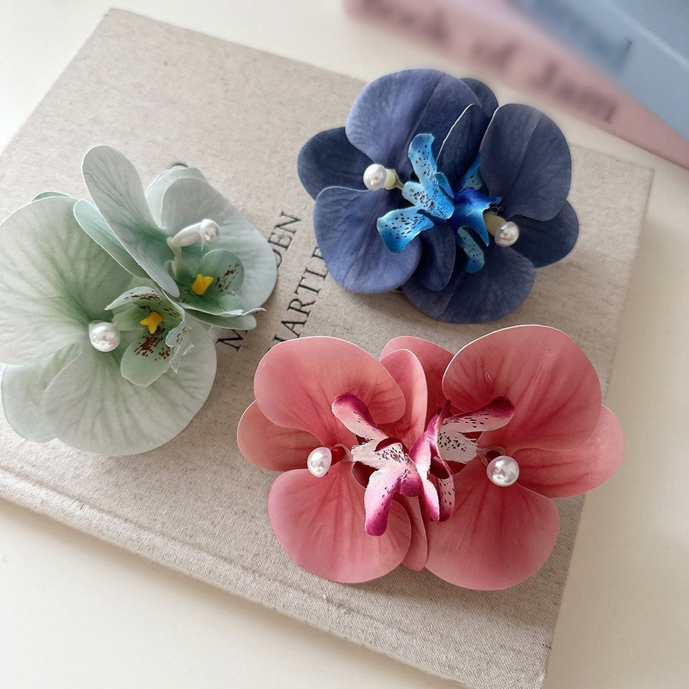 Pearl Bow Hair Clip with Duckbill Clip