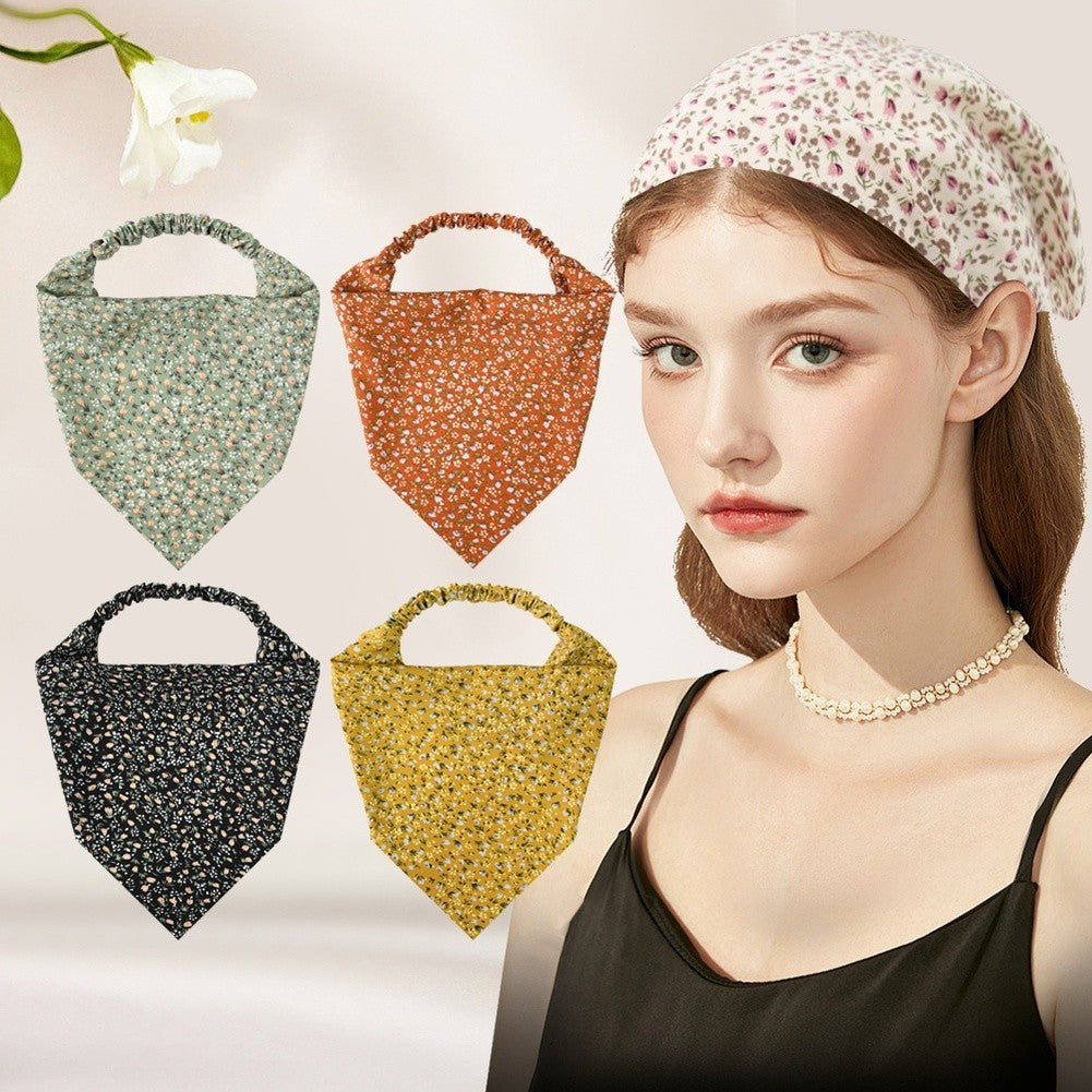 Boho Hairband Chiffon Headscarf Floral Pattern