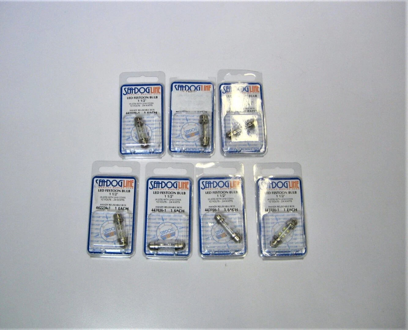 Sea Dog 442236-1 *Qty 7* 12V 1-1/2" 4 Led Marine Festoon Light