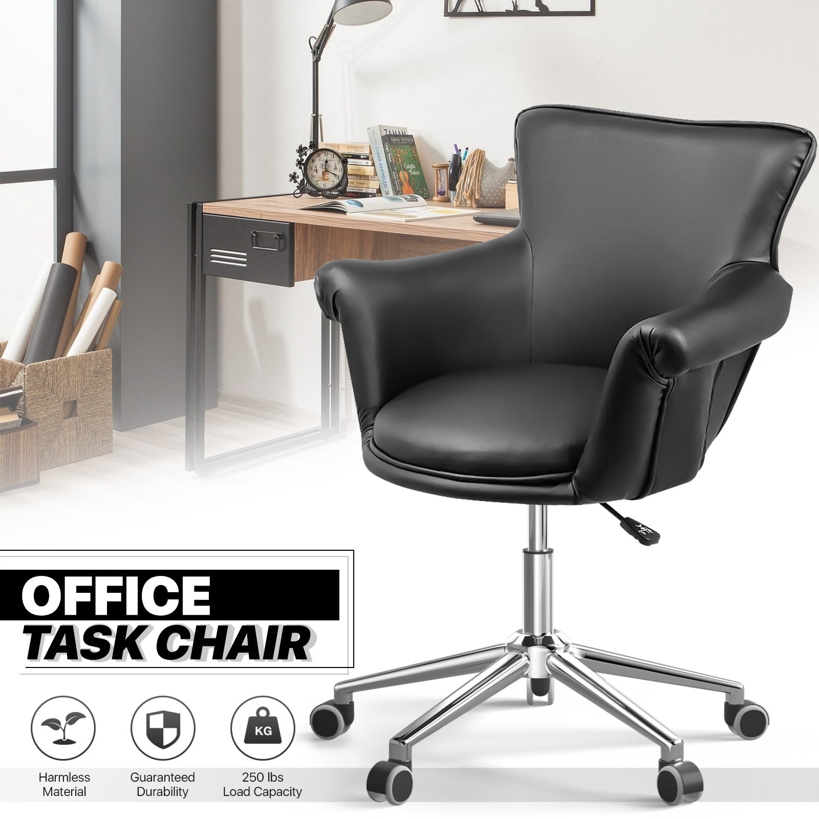 Black Salon Spa Vanity Chair - Swivel Seat